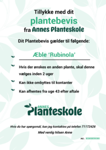 Plantebevis til Annes Planteskole